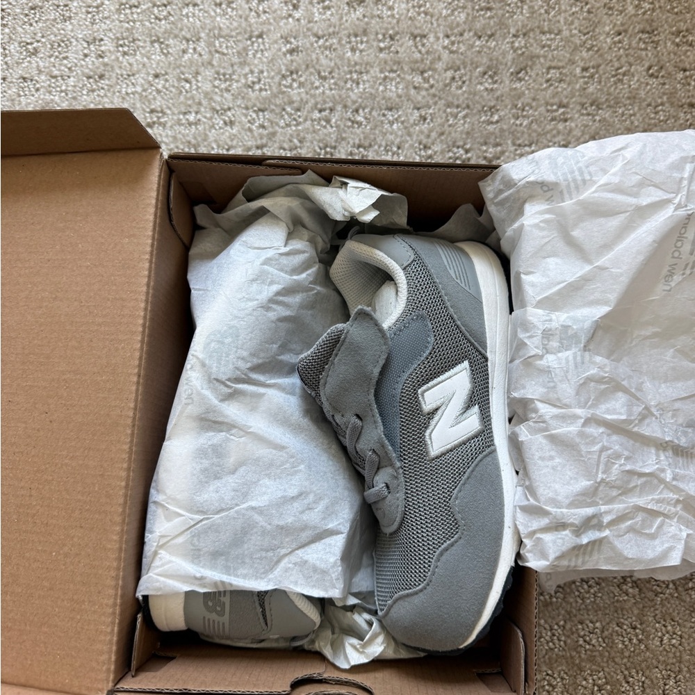 New Balance Grey and White Shoe Box toddler
